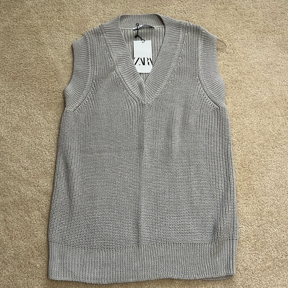 Zara Gray V-Neck Sweater Vest